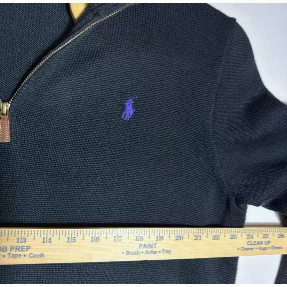 Polo Ralph Lauren‎ Mens XL Black 100% Cotton Quarter Zip Pullover Sweater Pony